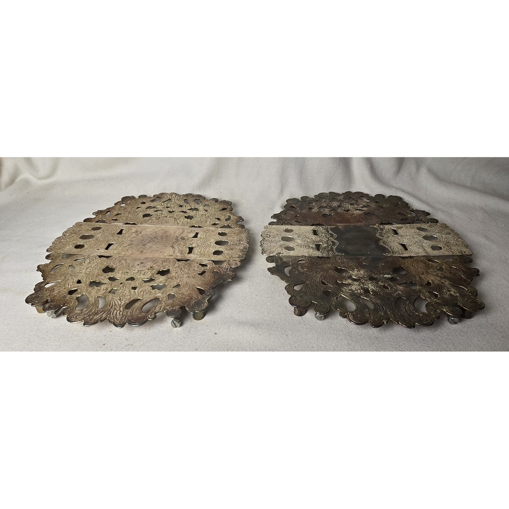 Vnt Sheffield Silverplate Trivet Hotplate, Set Of 2 11" Tray Expandable to 14.5"